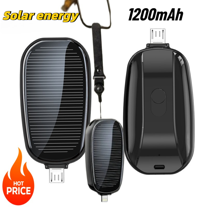 Solar Emergency Charger - 1200mAh güneş enerjili Mini güç bankası