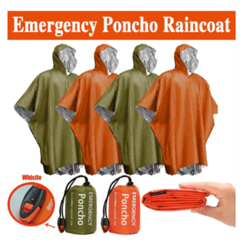 Emergency Poncho Rain - Tek Kullanımlık Alüminyum Film Termal Yağmurluk